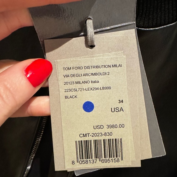 Tom Ford Matte Calf Leather Bomber Jacket - 34 / XS - NWT - Picture 7 of 8